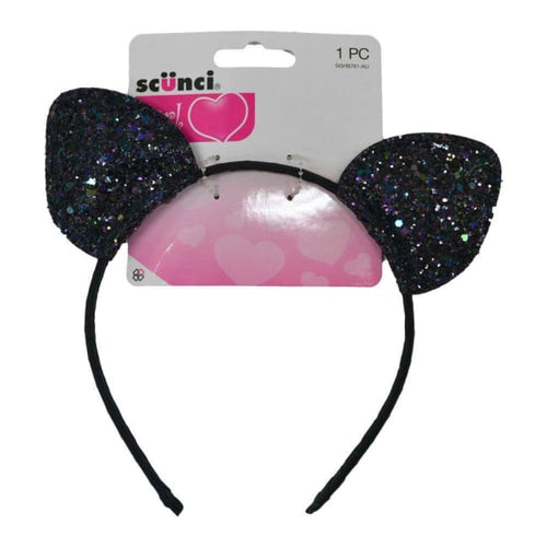 Scunci Cat Ears Glitter Headband - Black - Headband